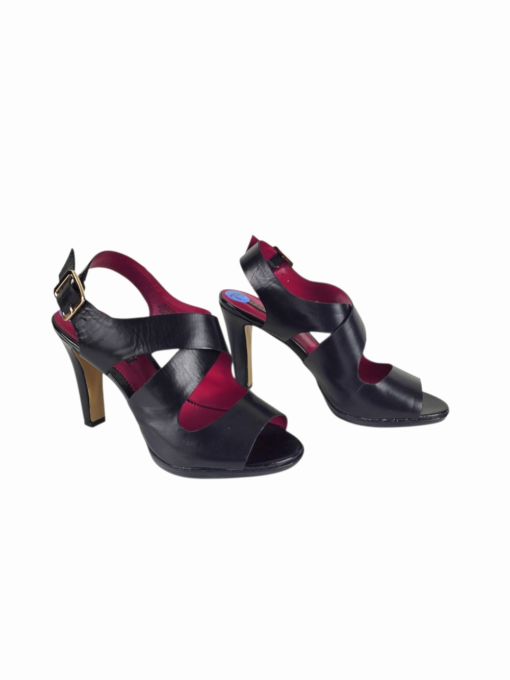 Bandolino Ludlow Crisscross Black Leather Slingback Heels - Picture 1 of 15